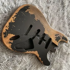 Heavy Aged Black ST Electric Guitar Body DIY Unfinished Alder Body SSS for Strat