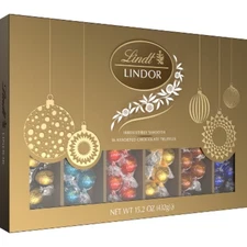 Lindt LINDOR Christmas Deluxe Chocolate Candy Truffles Gift Box - 15.2oz