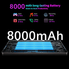 2026 HD 10.1in Tablet 16GB RAM 256GB ROM Android 15 Tablet 8000mAh Bluetooth GMS 6