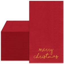Merry Christmas Guest Napkins Red Gold Foil Disposable Paper Napkins Xmas Guest
