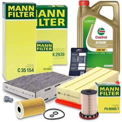 MANN-FILTER INSPEKTIONSPAKET+5L CASTROL 5W-30 LL FÜR VW SHARAN 7N 2.0