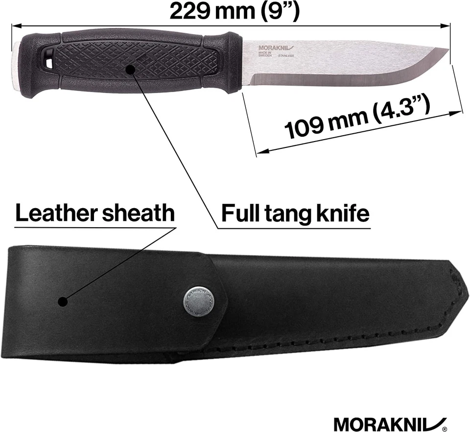 Faca preta resistente Full Tang ao ar livre Bushcraft acampamento caminhadas bainha de couro - Imagem 4 de 4