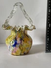 Vintage Murano End Of Days  Art Glass Basket Bowl Italian Hand Blown See Photos