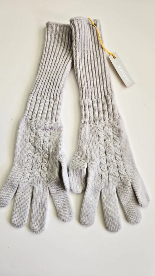 Jaeger 100% Cashmere Long Gloves Light Gray, One Size, New - Image 3 of 3