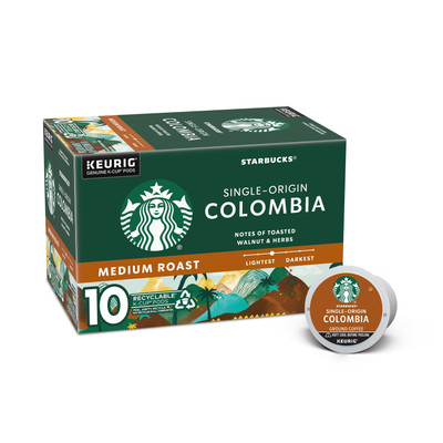 Starbucks Colombia Medium Roast K Cup Pods 10 Count Premium Coffee
