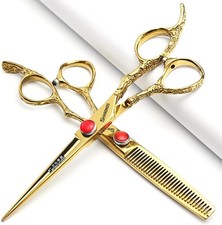 6/7 Inch Professional Hairdressing Scissors, Rose Pattern Japanese Scissors Set
