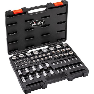 Vigor V7920N T+ Steckschlüssel-Satz 1/4'' 3/8'' 1/2'' 60-tlg Innen 5-Stern E Profil