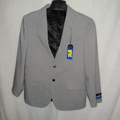 Nautica Men's 40S Modern-Fit Sport Coat Jacket Blazer Light Gray Bi-Stretch (2A)