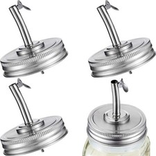 4 Pieces Mason Jar Spout Lids for 2.75" Regular Mouth Mason Jar, Pour Oil Spo...
