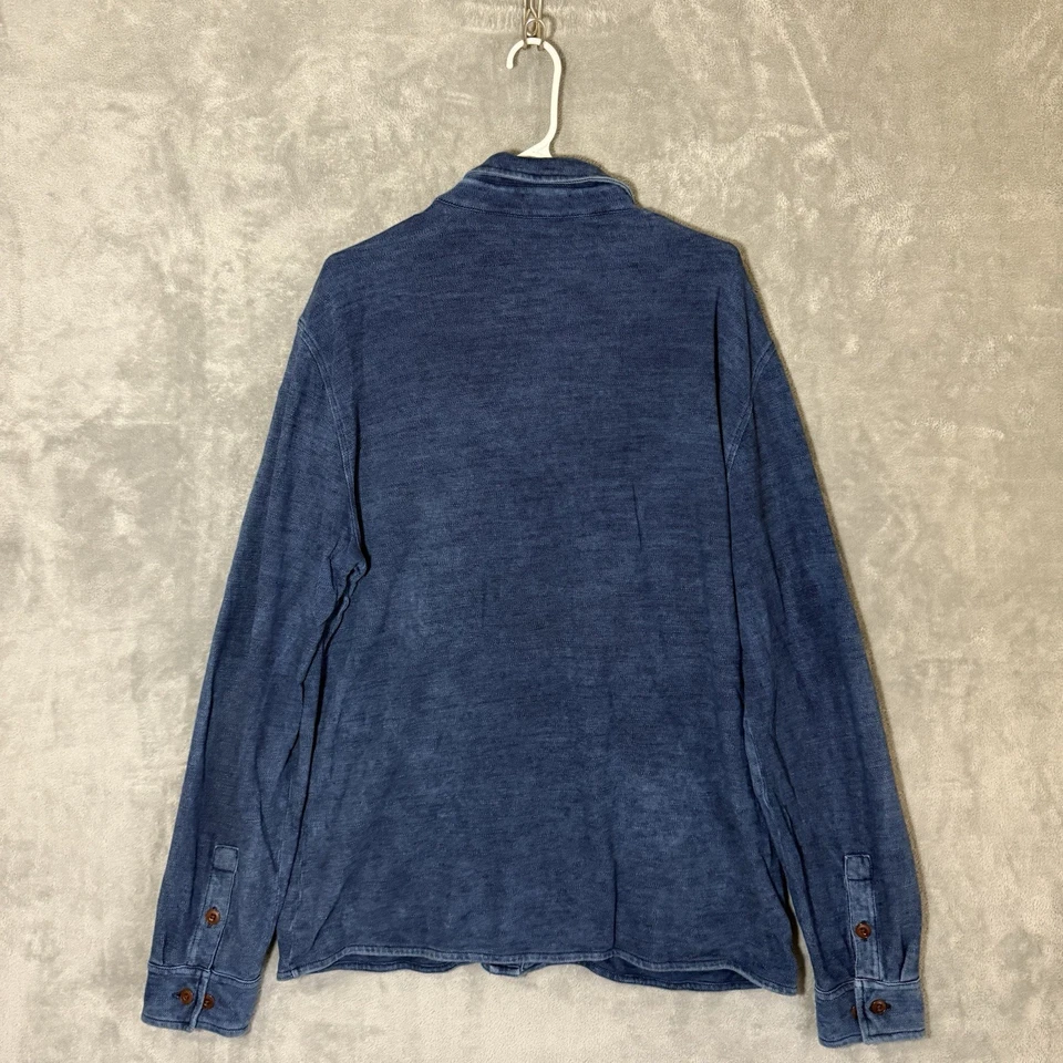 Chaqueta Peter Millar Para Hombres L Azul Shaket Mar Índigo Teñido Camisa Abotonada Foto 3 de 4