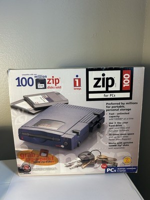 Iomega Zip 100 External Drive Parallel Port Blue 100MB  Vintage