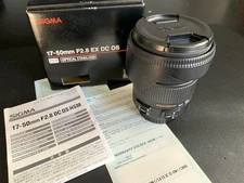 Sigma 17-50mm f/2.8 EX DC OS For Canon HSM FLD Zoom Lens with Hood and Filter
