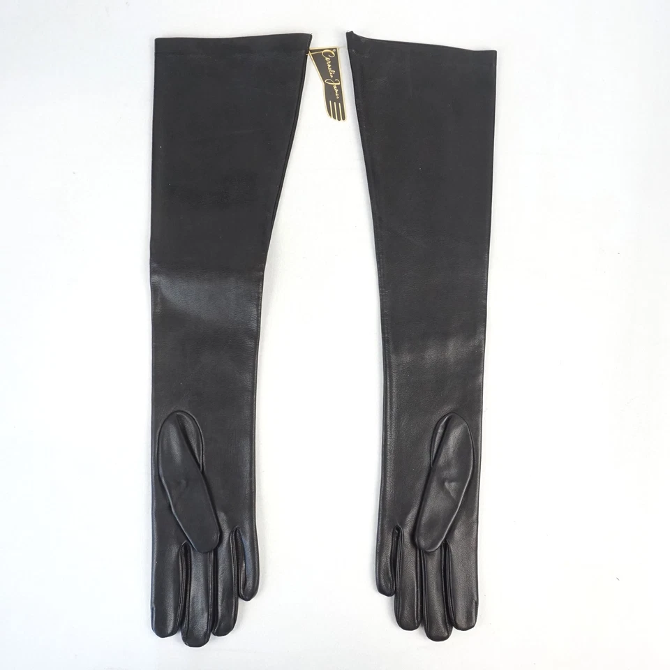 Guante largo de cuero para mujer Cornelia James Elodie hasta el codo en negro - talla 7 Foto 2 de 4