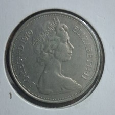 Rare England 10 New Pence 1970 Copper-Nickel Decimal Coin Elizabeth II