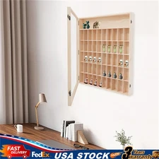 6 Tiers 50 Compartments Pine Wood Display Cabinet Modern Wall-mount Cabinet