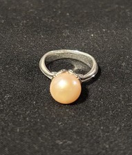 Sterling silver faux pearl ring size 8