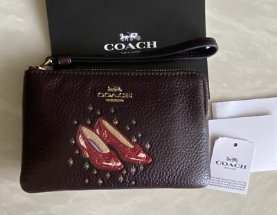 NWT COACH WIZARD OF OZ RED SLIPPERS OXBLOOD LEATHER CORNER ZIP