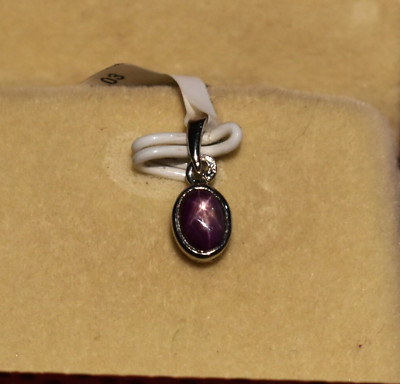Natural star ruby with six rays shining sterling silver pendant