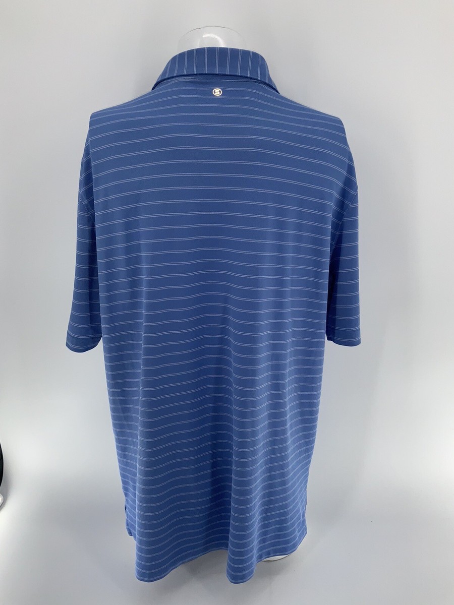 Stitch Golf Polo Shirt Men's XL Blue Stripe Polyester Spandex YGI