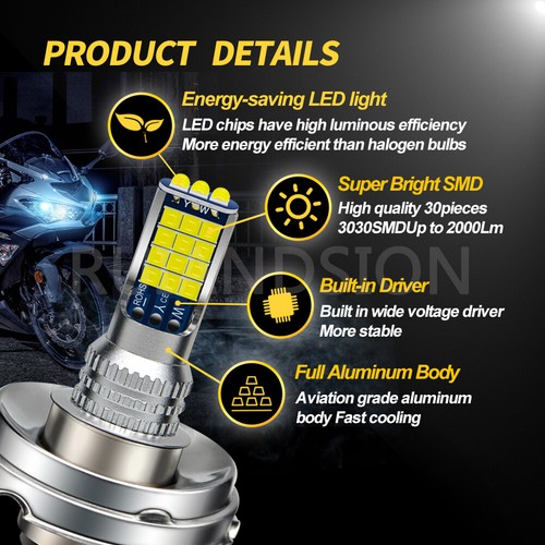 10-30V P45T R2 3030 30 LED Motorbike Headlight Bulb DRL Hi/Lo Beam White/ Yellow - Picture 2 of 10