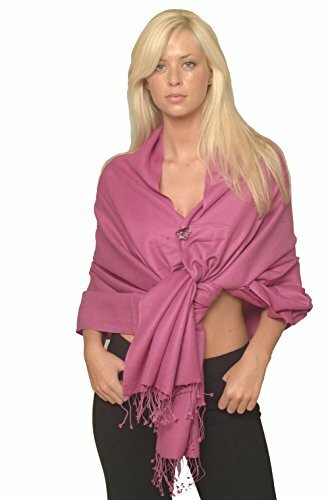 Raspberry Cashmere Scarf Wrap Shawl Stole Pashmina Fur-image