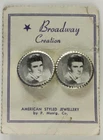 Vintage Broadway Creation Costume Jewelry RICKY NELSON Image 20MM Clip Earrings