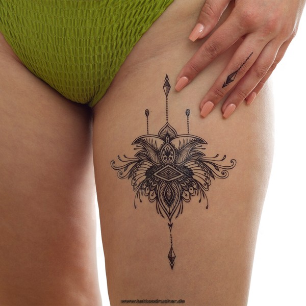 1 X Xl Underboob Tattoo - Lotus Mit Steinen - Temporary Body Tattoo - AL007 (1)-image