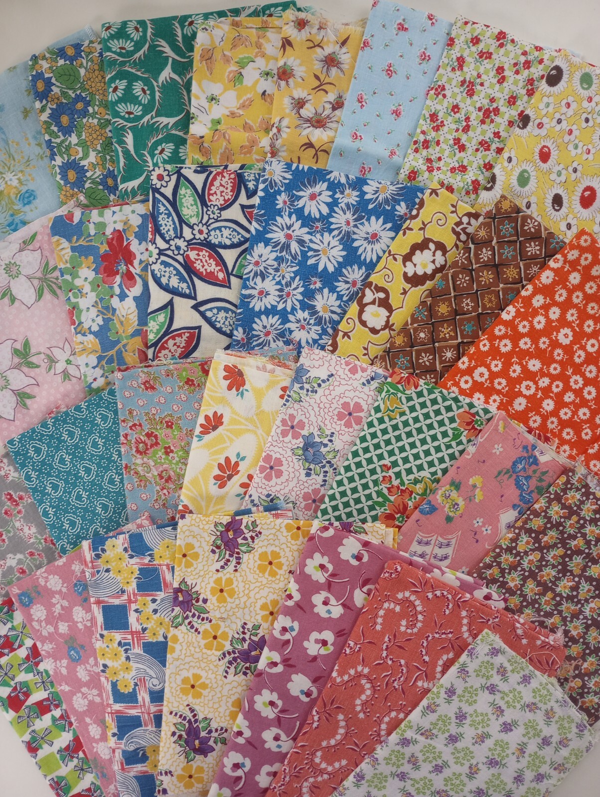 Vintage All Feedsack Flour Sack Fabric Pieces Quilting Bundle Of 30