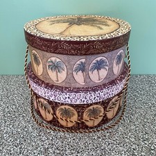 Kate McRostie Signed Tri Coastal Design 2004 Palm Tree Nesting Storage/Hat Boxes
