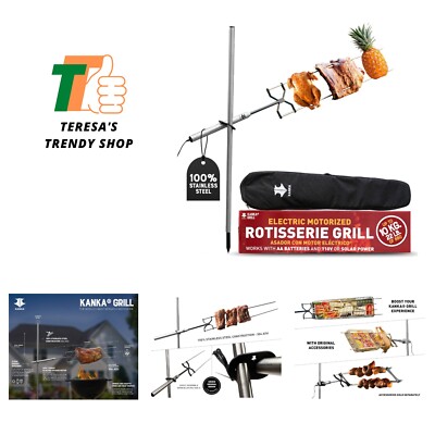 Rotisserie Grill Kit   Heavy Duty Portable Spit Roaster with Electric Motor  ...