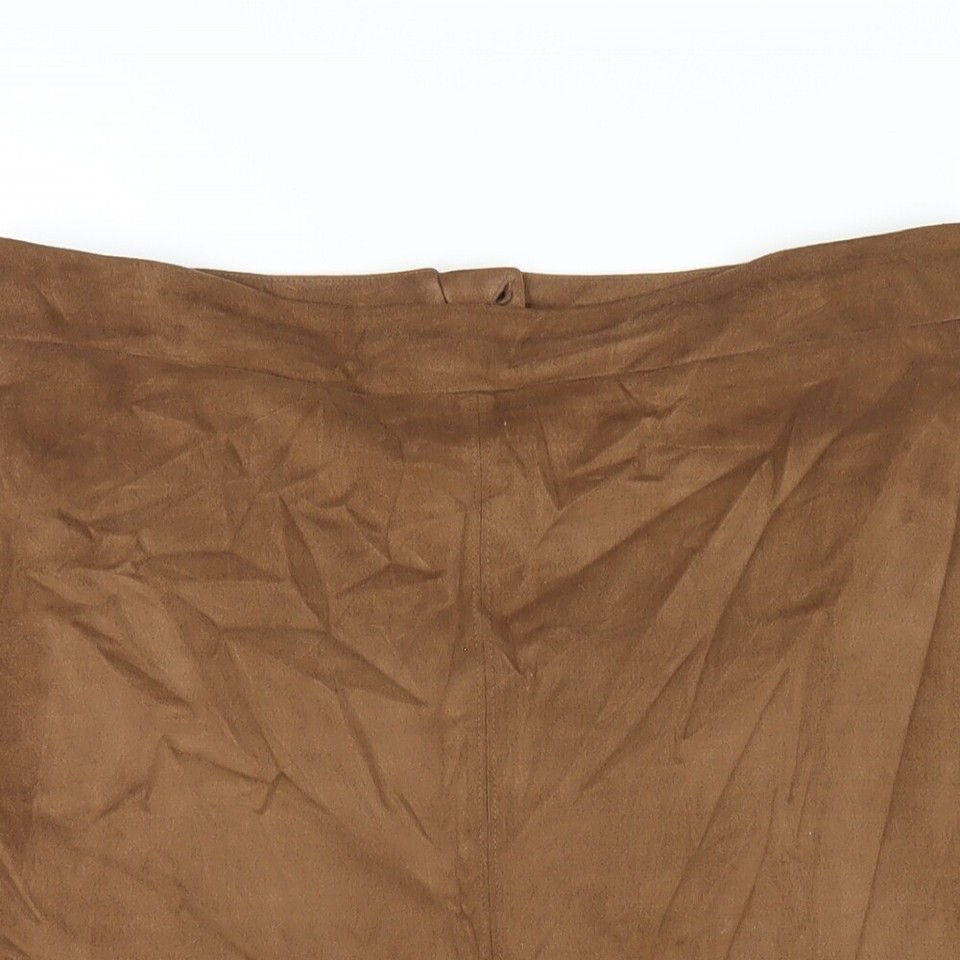 Marks and Spencer Womens Brown Polyester ALine Skirt Size 14 Zip
