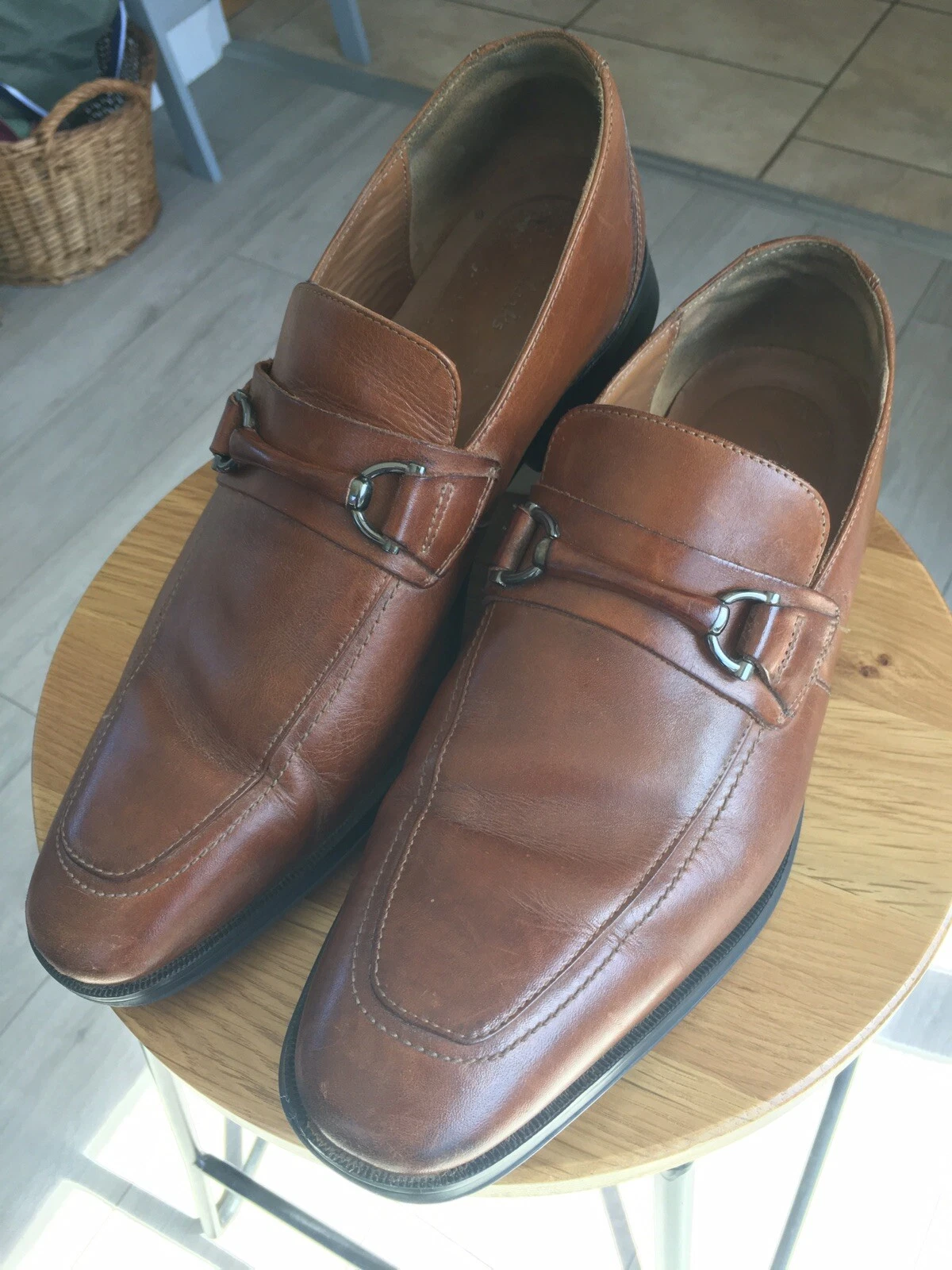 Mocassini Clarks Snaffle Penny da uomo taglia UK 9 EU 43 scarpe in pelle marrone Horsebit