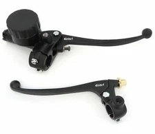 Cafe Style Motorcycle Master Cylinder w/ Clutch Lever Set - 7/8" - Black