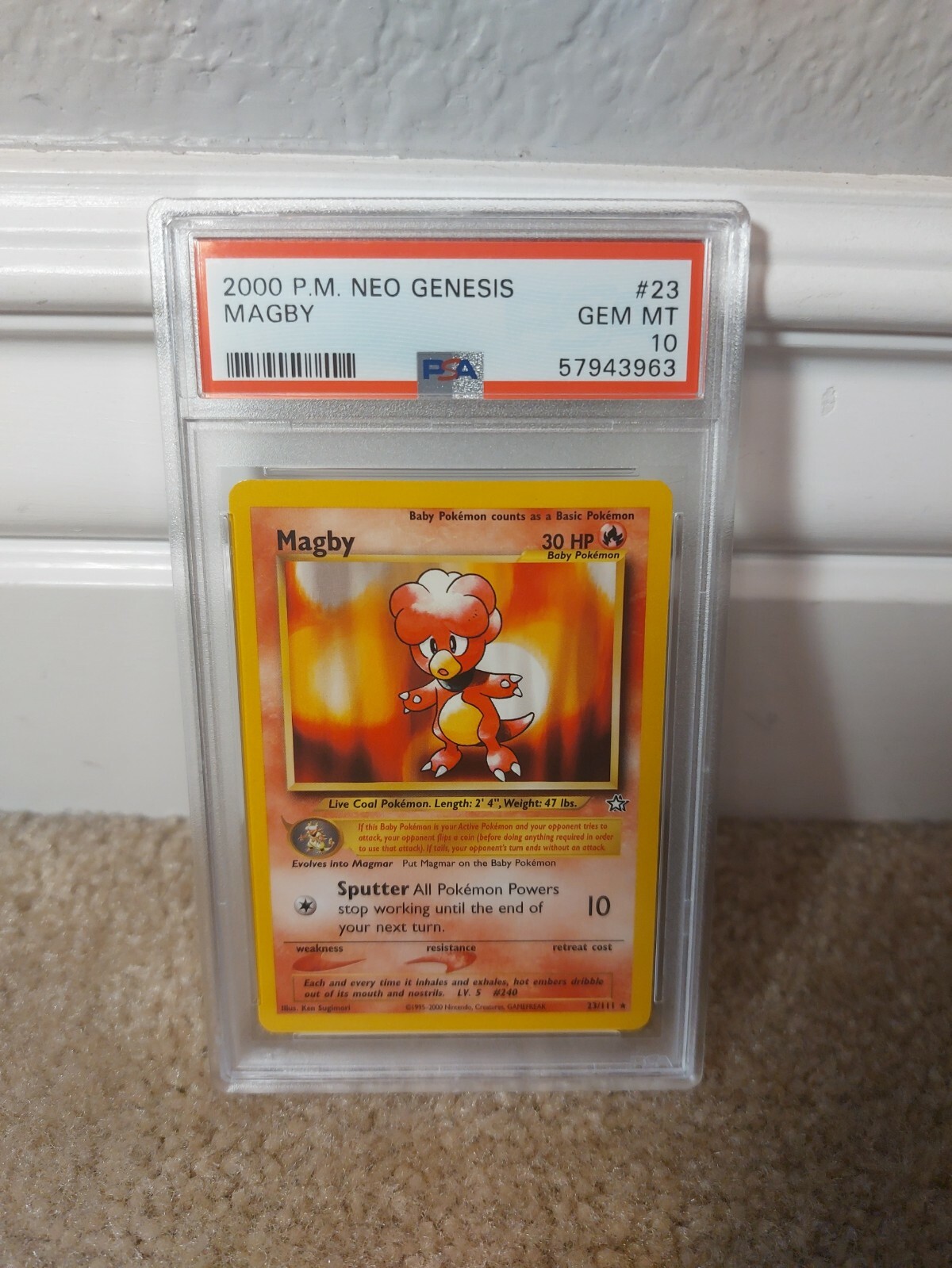 PSA 10 GEM MINT 2000 POKEMON NEO GENESIS SET MAGBY CARD 23/111