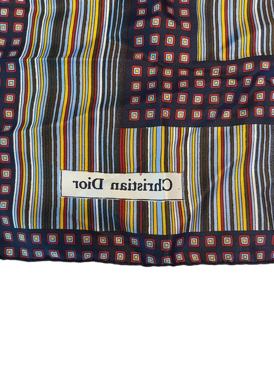 Vintage CHRISTIAN DIOR Silk Square Scarf Bandana 18”x18”” Multi