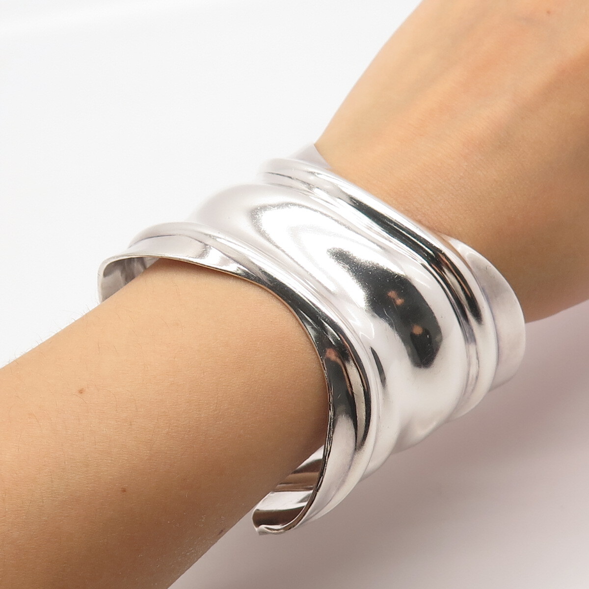 925 Sterling Silver Vintage Wide Modernist Adjustable Cuff