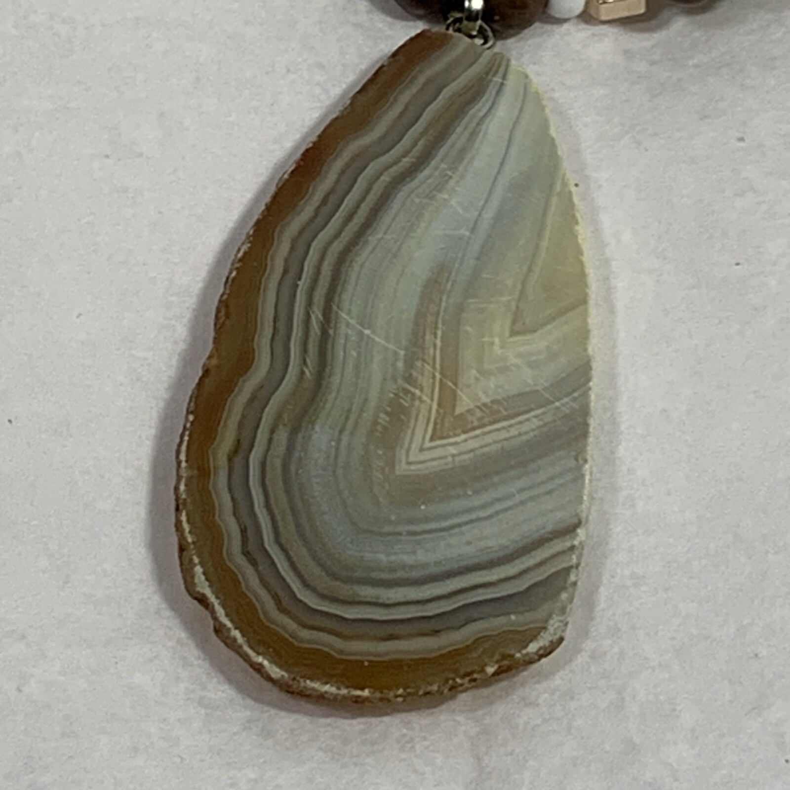 Handcrafted Geode Slice Pendant Bead Necklace Sil… - image 5