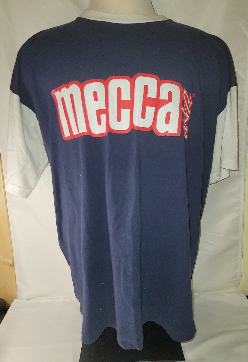 mecca USA 長袖シャツ XL Vintage Mecca Tech USA Silver Striped #8 Long Sleeve Polo