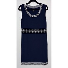 Navy Nautical Knit Dress Size Large Old Money Preppy Coastal Chic French Riviera