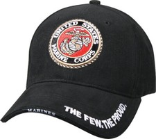 Black US Marines Corp USMC Globe  Anchor Deluxe Low Profile Adjustable Cap