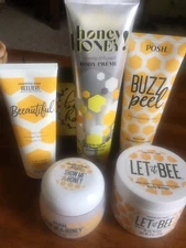 Perfectly Posh Honey 5 pc Lot Buzz Peel, Let It Bee, Honey Mask, Beautiful Hand