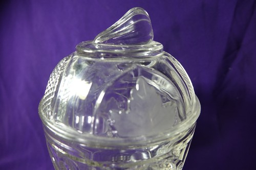 MMA GLASS MAGNET w FROSTED LEAF LIDDED Covered GOBLET Boston Sandwich 1855-75 - Picture 7 of 11