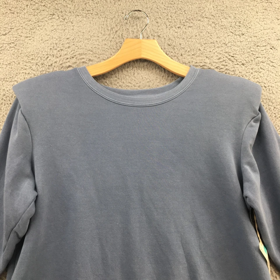 Ana Pullover Sweatshirt Top Womens 1X Blue Cotton Blend Long Sleeve Casual NEW - Imagem 3 de 4