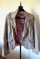 Look Brand Sz Small Steampunk Victorian Style Striped Fitted Jacket Arty Details