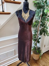 Fashion Nova Women Brown Polyester Smooth Night Velvet Knee Length Dress Size XS