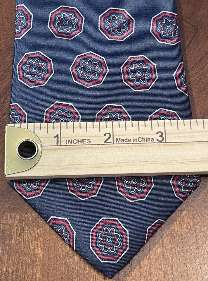 Corbata de cuello vintage Carter & Holmes azul rojo 100 % seda para hombre hecha en Estados Unidos Foto 4 de 4