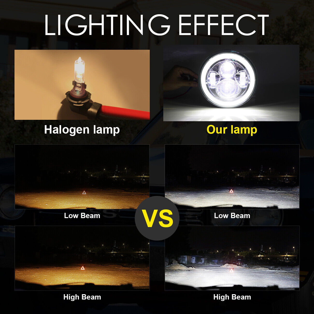 7" Inch Round LED Headlight Hi-Lo Beam For Chevrolet Bel Air C10 C20 C30 Truck