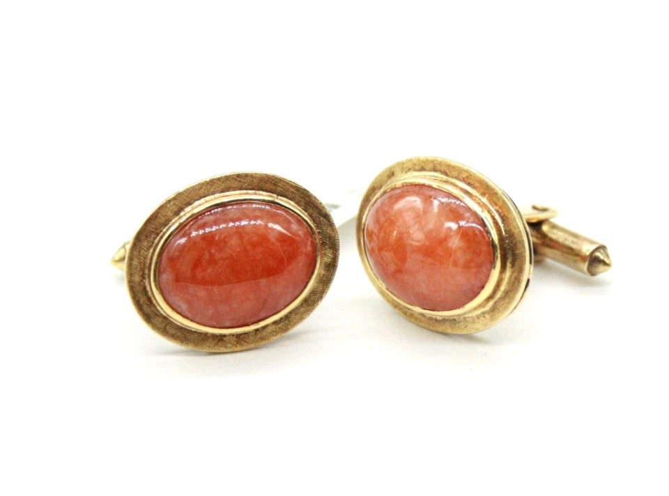 14K желтое золото недвижимости винтажный мексиканский опал мужские запонки 13,6 г 21 мм x 17 мм - Изображение 4 из 4