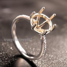 Wonderful Engagement Ring Round 10MM Prong Semi Mount 925 Sterling Silver Ring