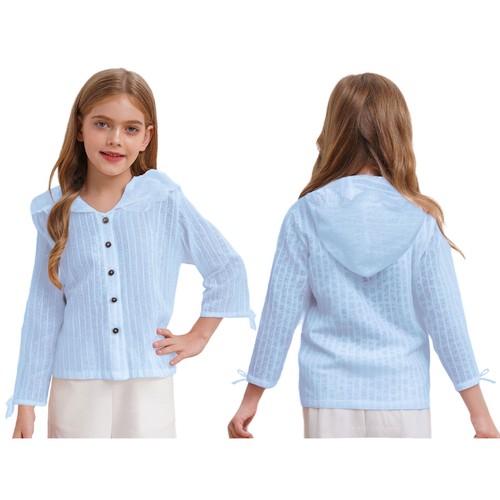 Kids Girls Coat Party Bolero Hooded Button Closure Floral Printed Ruffled Casual - Picture 16 of 28